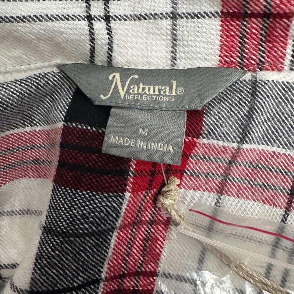 Natural Reflections Women's Red Black White Plaid Button Down Shirt M - Picture 2 of 8